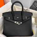 HERMES BIRKIN 25CM BLACK TOGO LEATHER SILVER HARDWARE