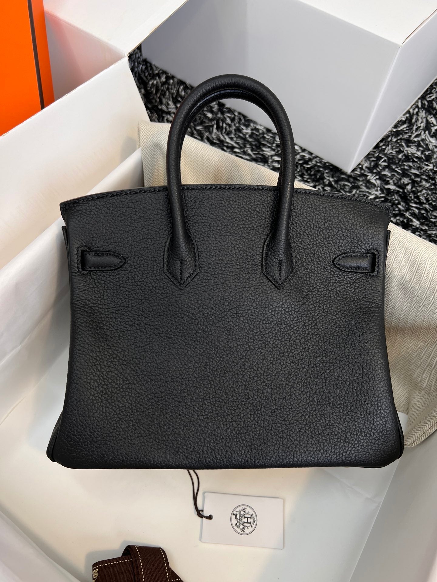 HERMES BIRKIN 25CM BLACK TOGO LEATHER SILVER HARDWARE
