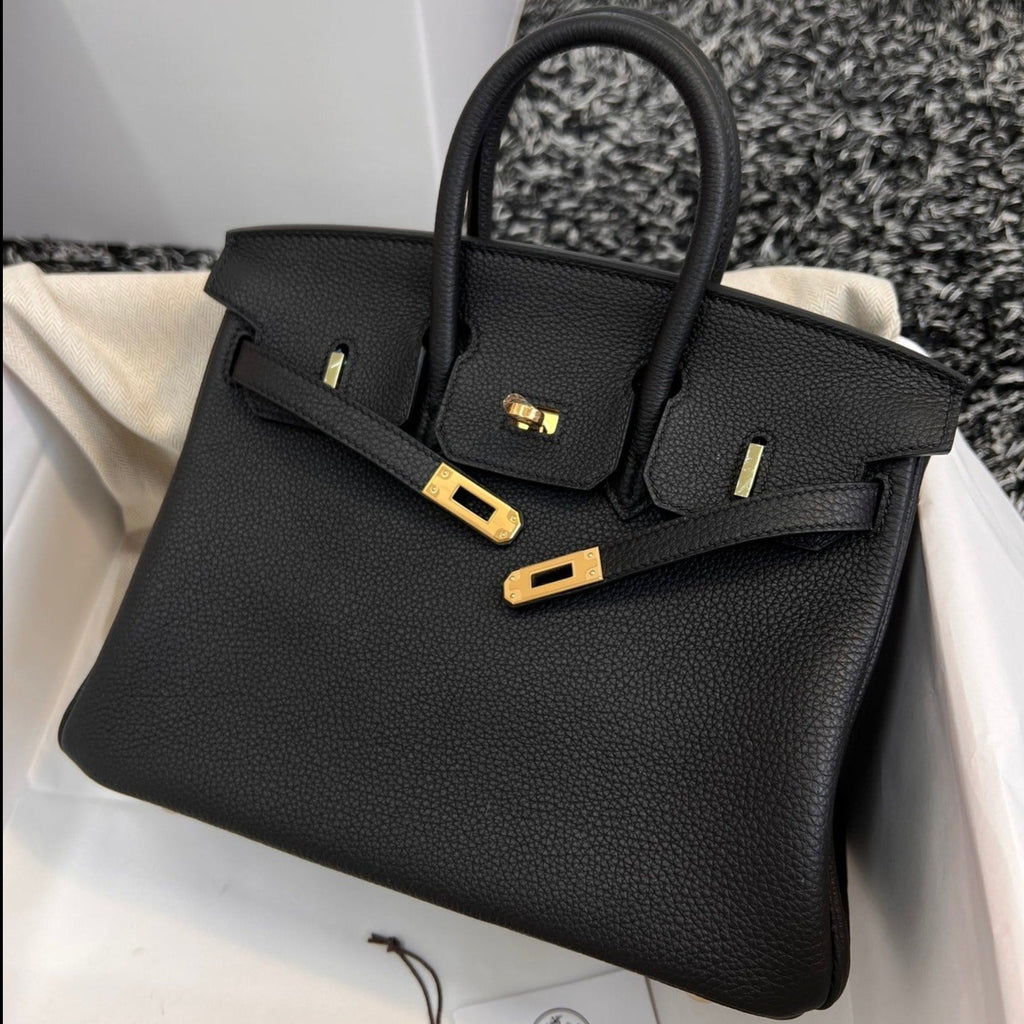 HERMES BIRKIN 25CM BLACK TOGO LEATHER GOLD HARDWARE