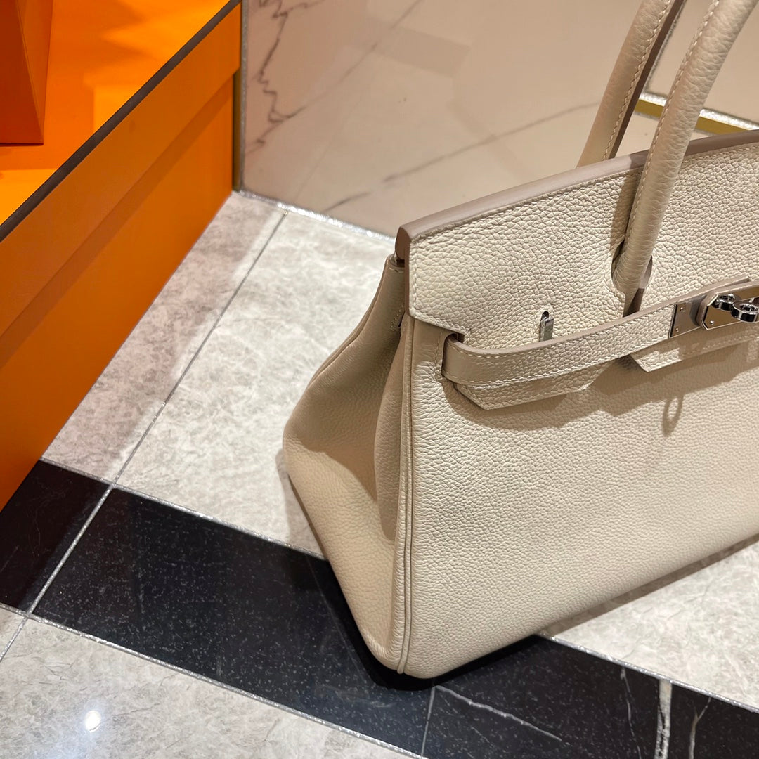 HERMES BIRKIN 30CM CREAMY WHITE TOGO LEATHER SILVER HARDWARE