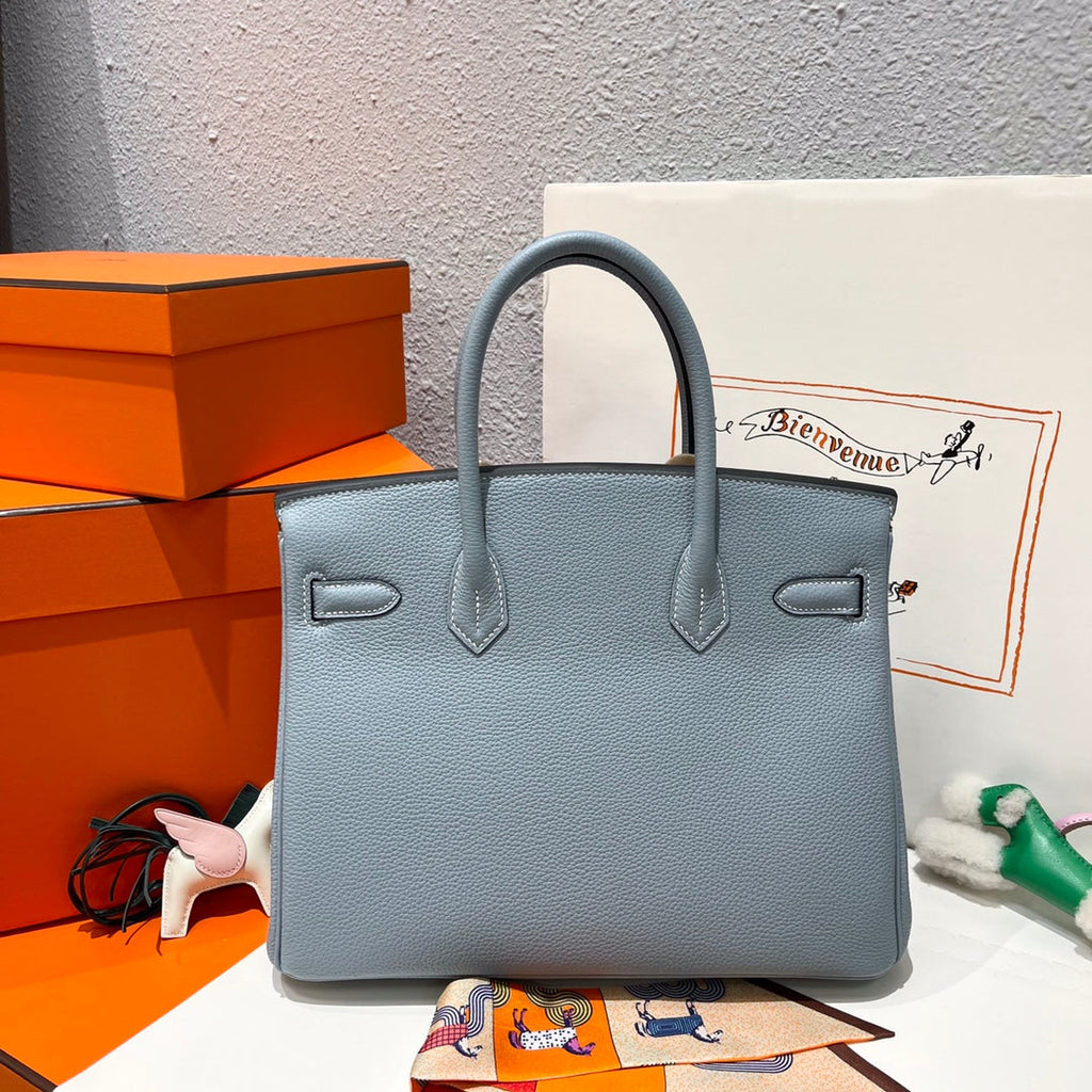 HERMES BIRKIN 30CM CLOUD BLUE TOGO LEATHER SILVER HARDWARE