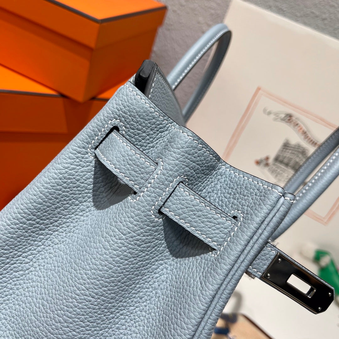 HERMES BIRKIN 30CM CLOUD BLUE TOGO LEATHER SILVER HARDWARE