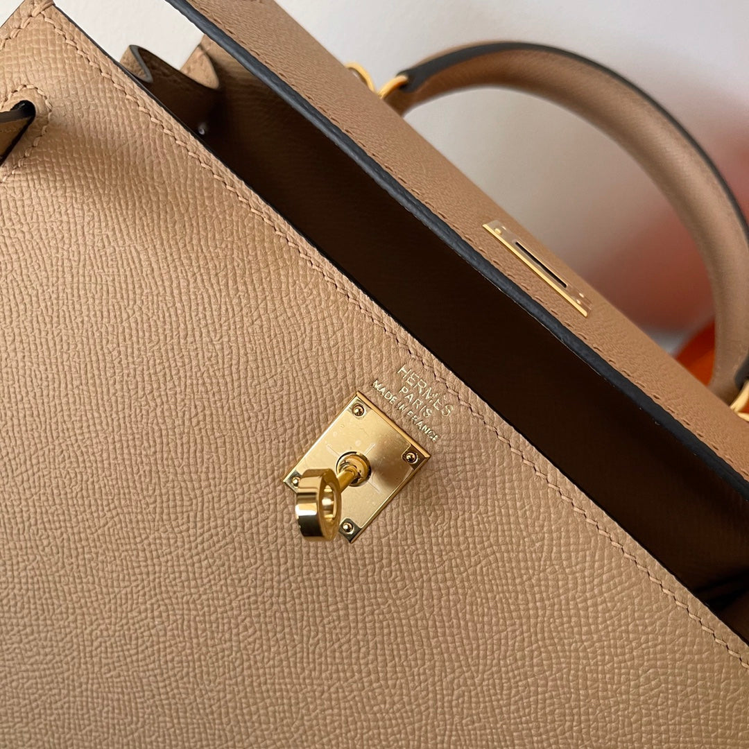 HERMES KELLY 25CM BEIGE EPSOM LEATHER GOLD HARDWARE