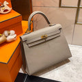 HERMES KELLY 25CM GREY EPSOM LEATHER GOLD HARDWARE