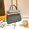 HERMES KELLY 25CM GRIS MOUETTE EPSOM LEATHER SILVER HARDWARE