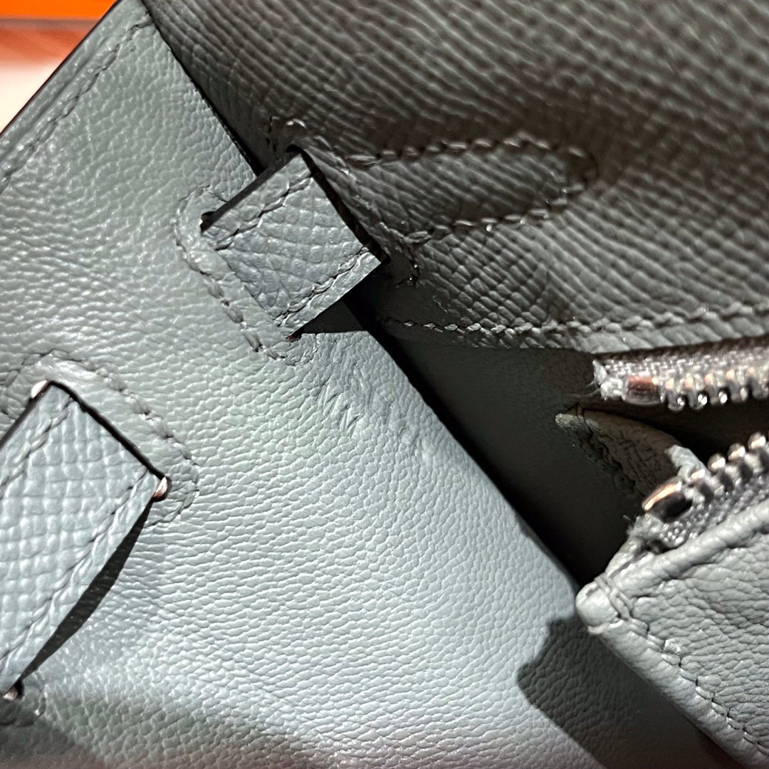 HERMES KELLY 25CM GRIS MOUETTE EPSOM LEATHER SILVER HARDWARE