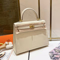 HERMES KELLY 25CM WHITE EPSOM LEATHER GOLD HARDWARE