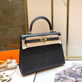 HERMES KELLY 25CM BLACK EPSOM LEATHER GOLD HARDWARE