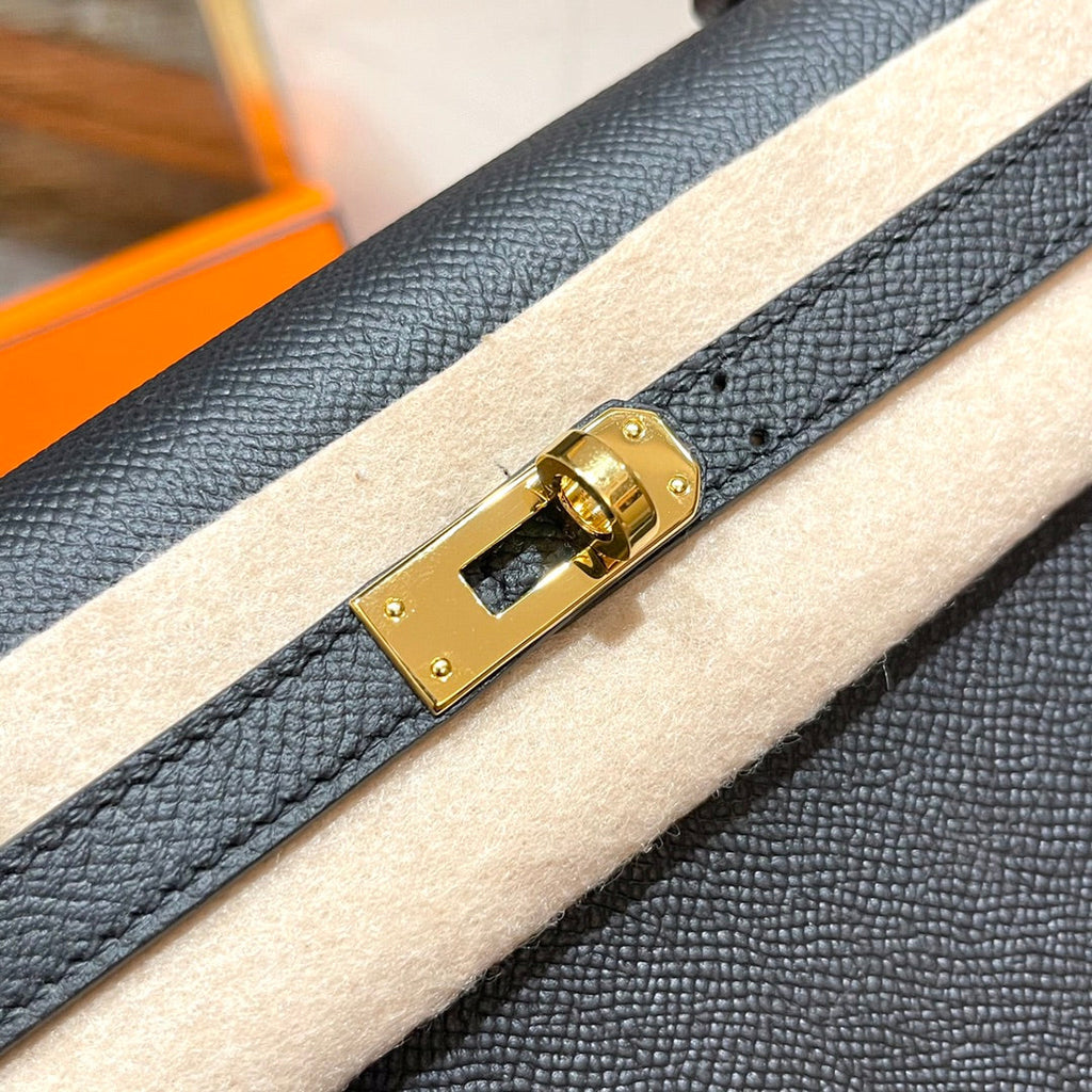 HERMES KELLY 25CM BLACK EPSOM LEATHER GOLD HARDWARE