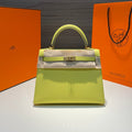 HERMES KELLY 25CM LIME EPSOM LEATHER GOLD HARDWARE