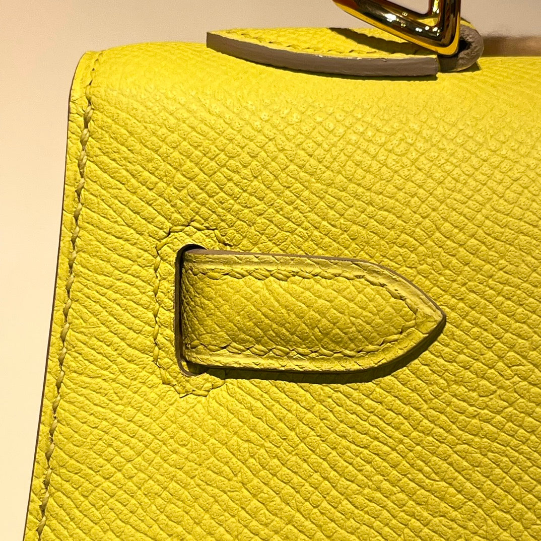 HERMES KELLY 25CM LIME EPSOM LEATHER GOLD HARDWARE