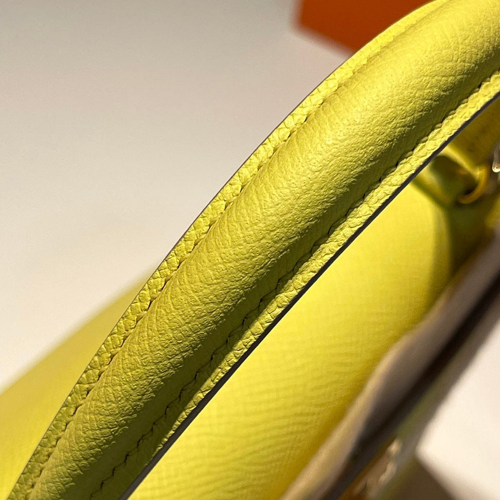 HERMES KELLY 25CM LIME EPSOM LEATHER GOLD HARDWARE
