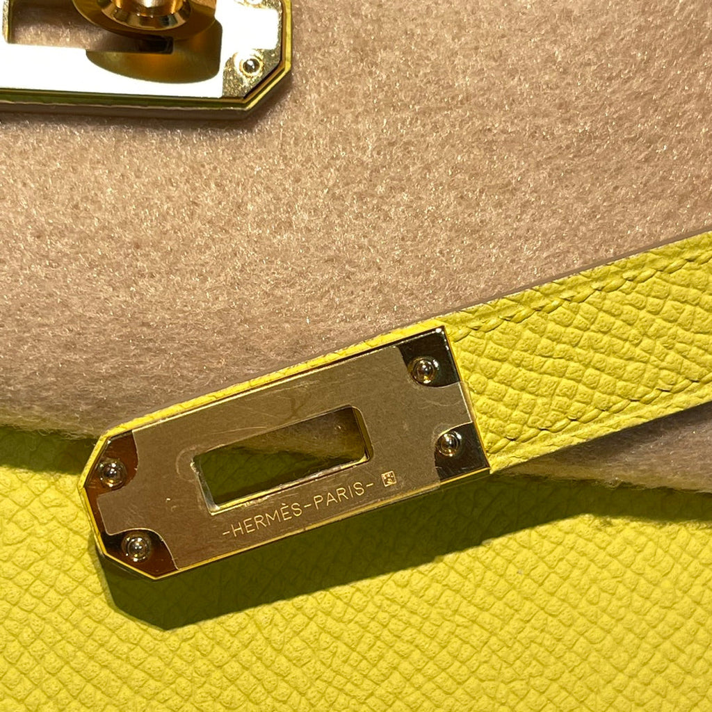 HERMES KELLY 25CM LIME EPSOM LEATHER GOLD HARDWARE