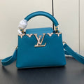 LOUIS VUITTON CAPUCINES MINI 21 BLUE TAURILLON GOLD  HARDWARE
