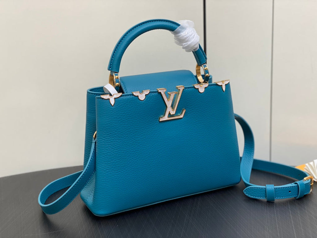 LOUIS VUITTON CAPUCINES BB 27 BLUE TAURILLON GOLD  HARDWARE