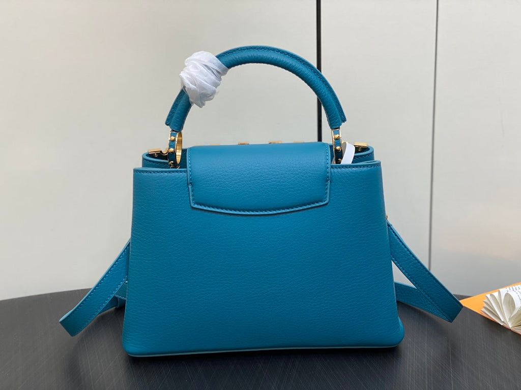 LOUIS VUITTON CAPUCINES BB 27 BLUE TAURILLON GOLD  HARDWARE