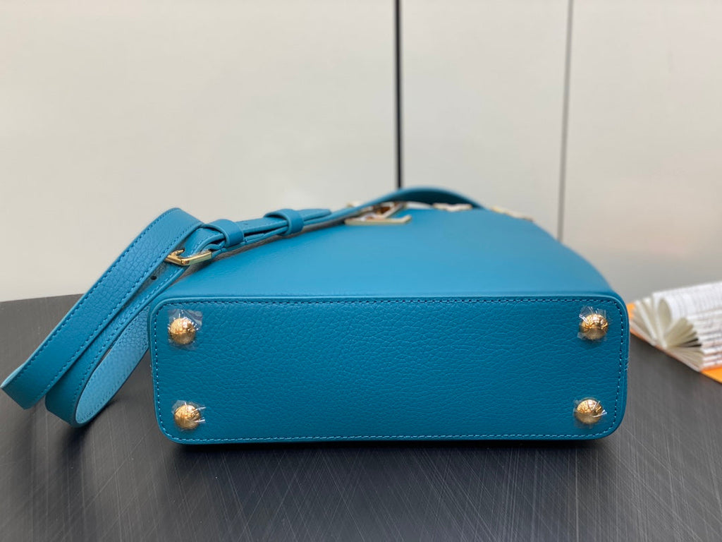 LOUIS VUITTON CAPUCINES BB 27 BLUE TAURILLON GOLD  HARDWARE