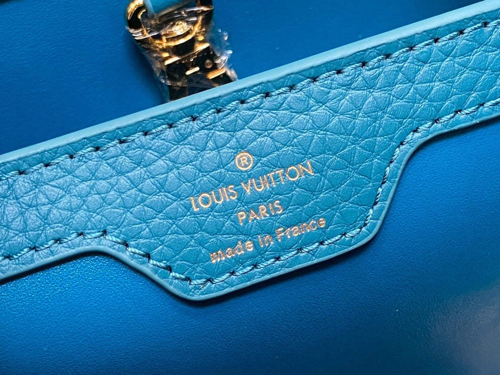 LOUIS VUITTON CAPUCINES BB 27 BLUE TAURILLON GOLD  HARDWARE