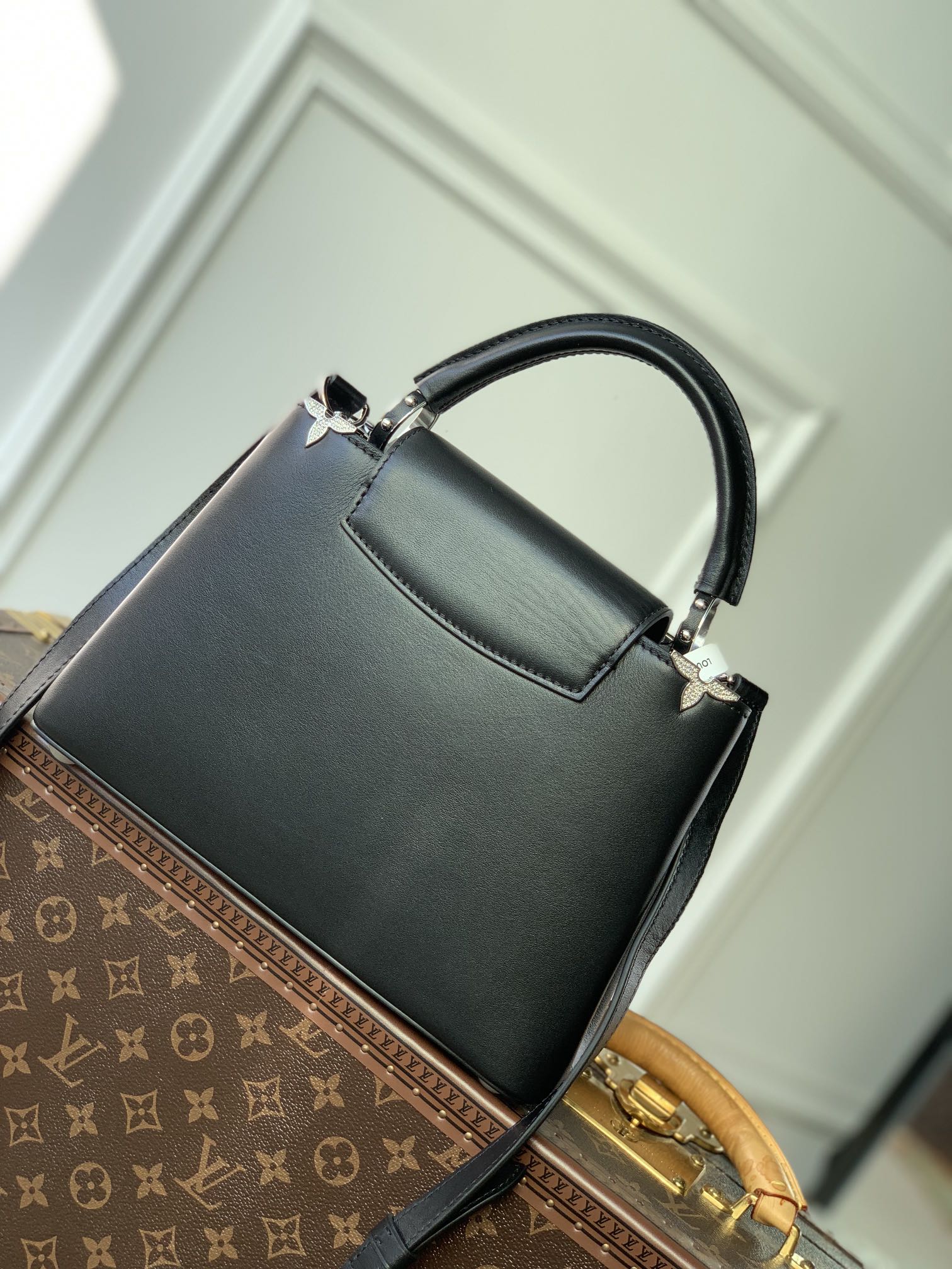 LOUIS VUITTON CAPUCINES BB 27 BLACK TAURILLON SILVER HARDWARE