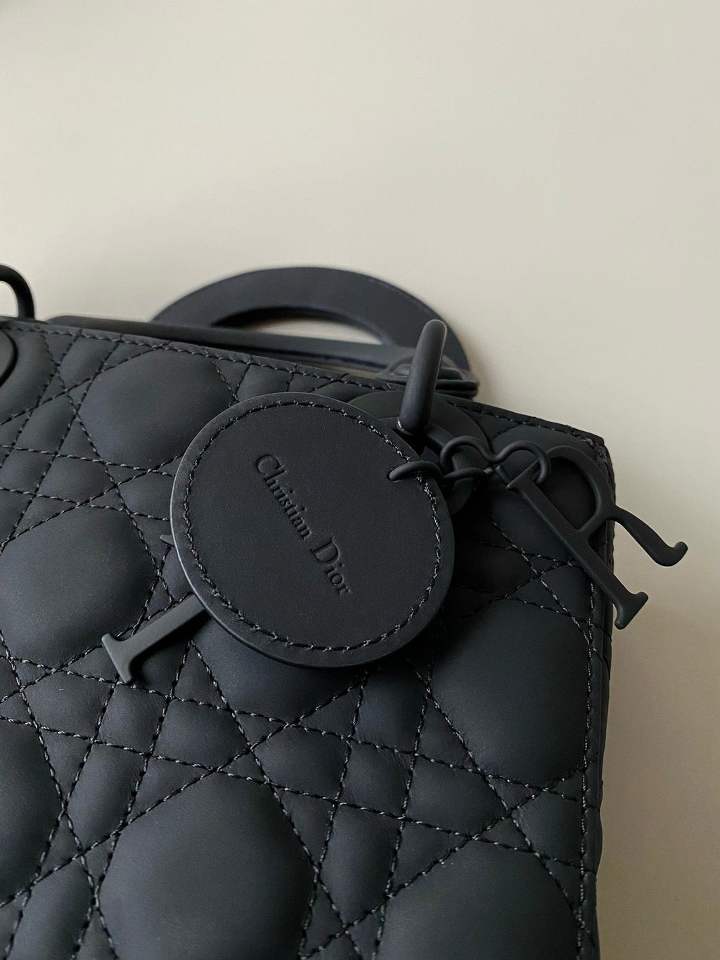 DIOR SMALL LADY 20 MY ABC ALL BLACK LAMBSKIN