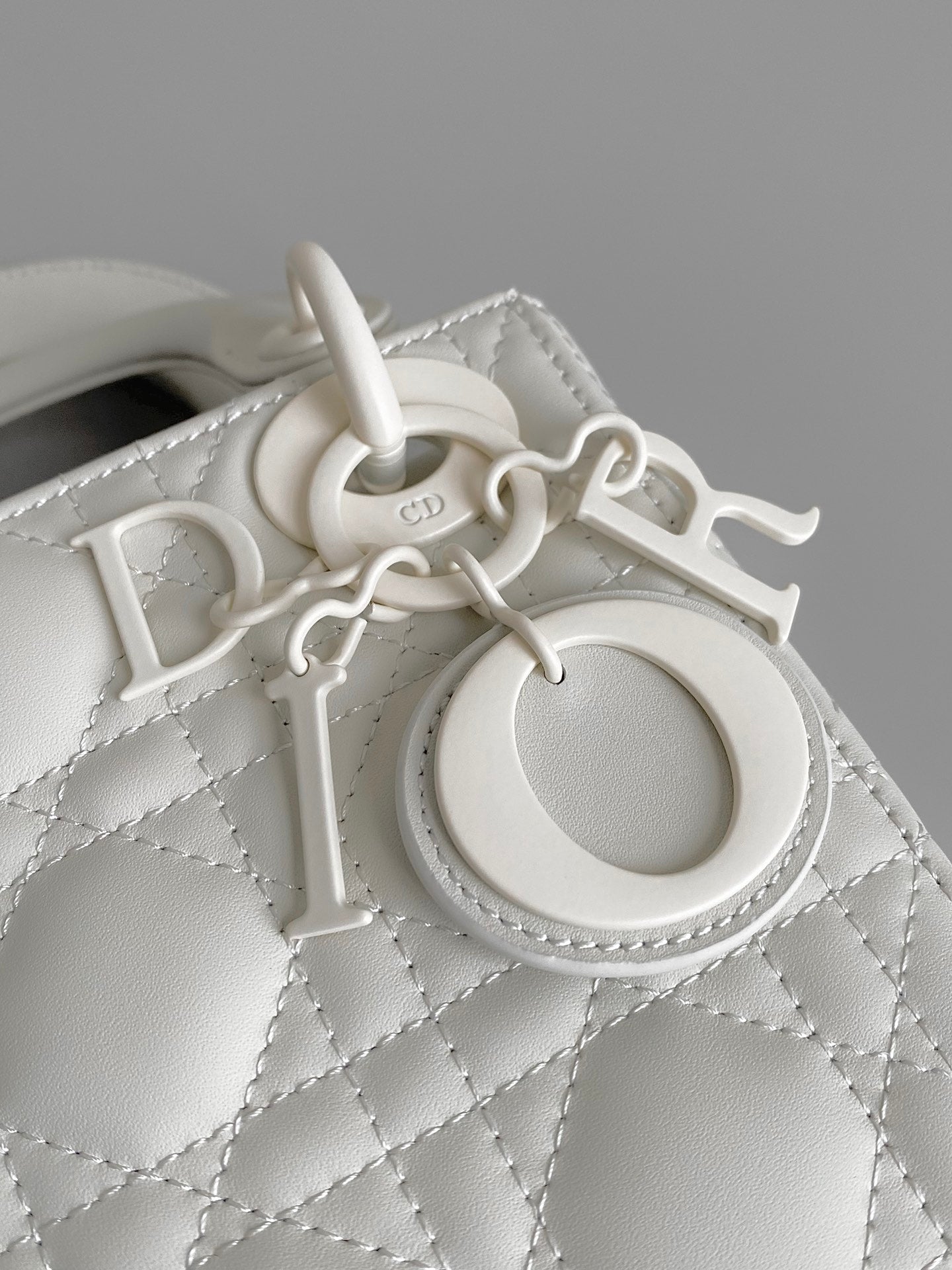 DIOR MINI LADY 17 MY ABC WHITE LAMBSKIN