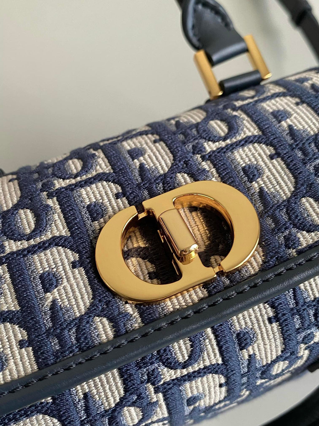DIOR SMALL BOSTON 22 BLUE OBLIQUE EMBROIDERY