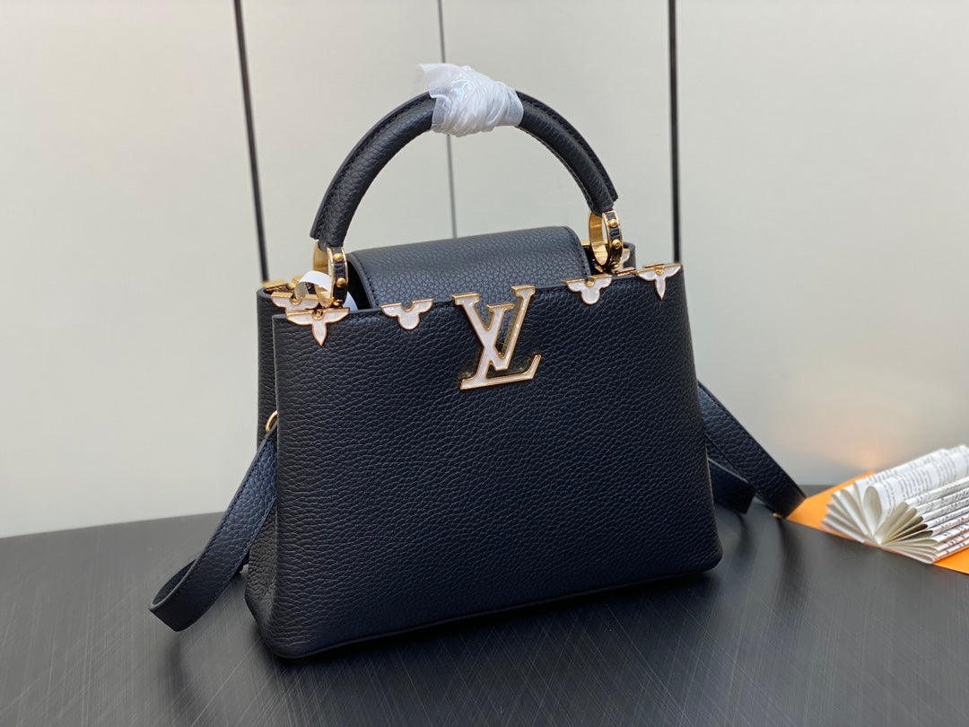 LOUIS VUITTON CAPUCINES BB 27 BLACK TAURILLON GOLD HARDWARE
