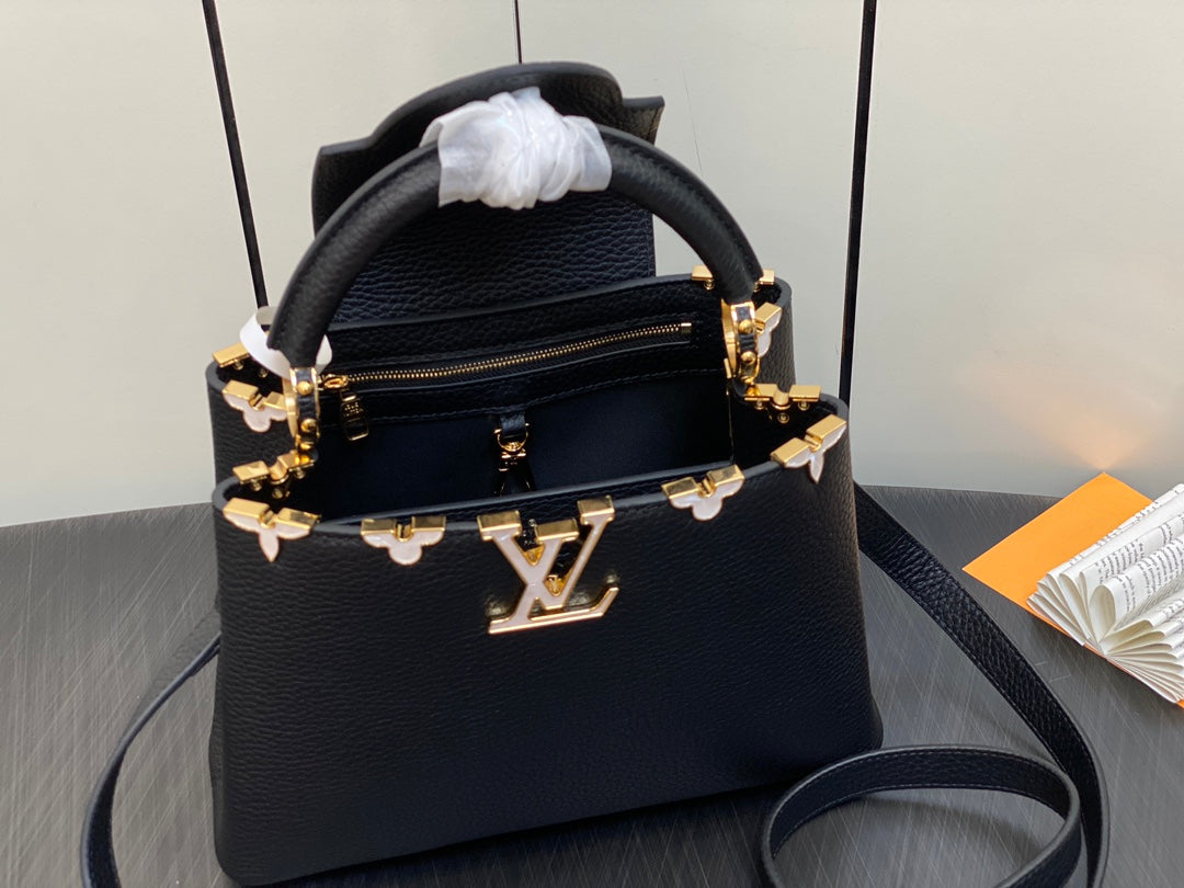LOUIS VUITTON CAPUCINES BB 27 BLACK TAURILLON GOLD HARDWARE