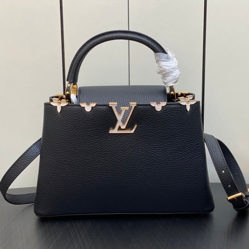 LOUIS VUITTON CAPUCINES MM 31 BLACK TAURILLON GOLD HARDWARE