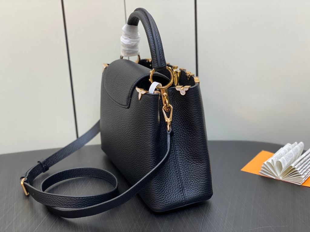 LOUIS VUITTON CAPUCINES MM 31 BLACK TAURILLON GOLD HARDWARE