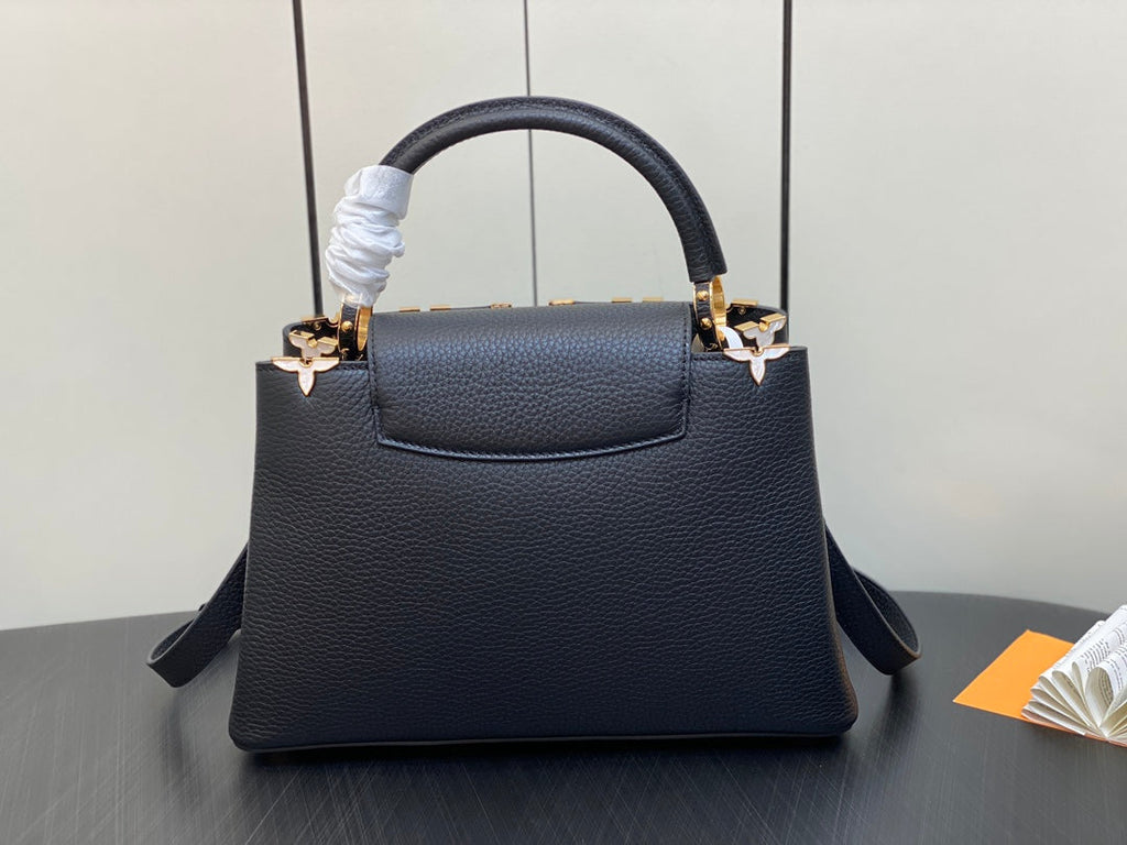 LOUIS VUITTON CAPUCINES MM 31 BLACK TAURILLON GOLD HARDWARE