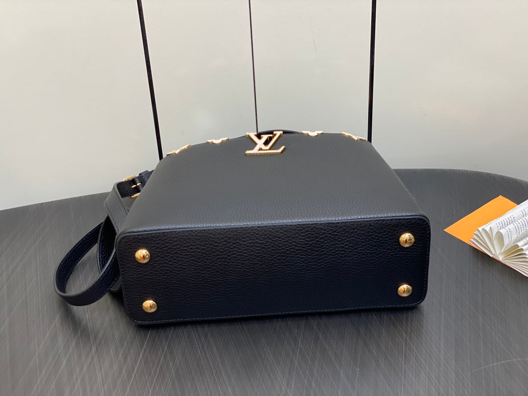 LOUIS VUITTON CAPUCINES MM 31 BLACK TAURILLON GOLD HARDWARE