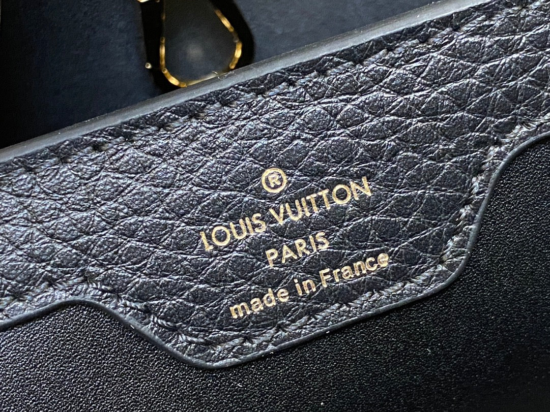 LOUIS VUITTON CAPUCINES MM 31 BLACK TAURILLON GOLD HARDWARE