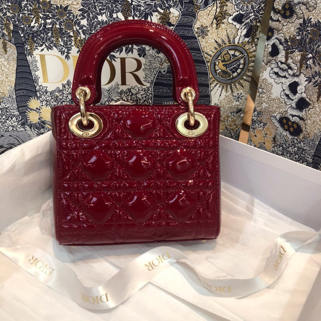 DIOR MINI LADY 17 MY ABC RED CALFSKIN