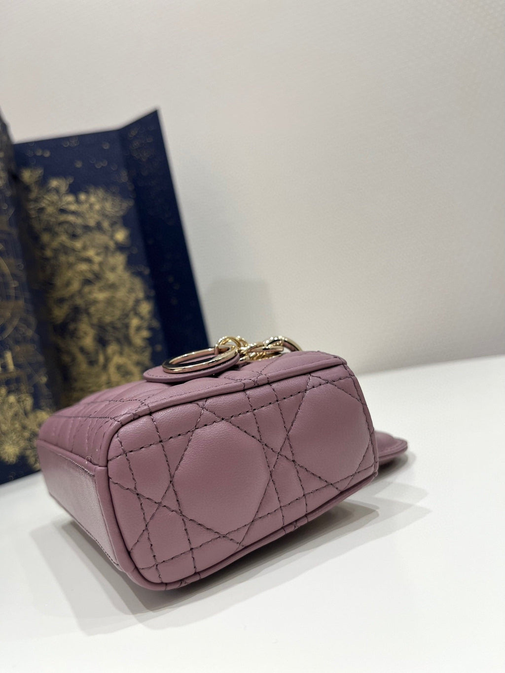 DIOR LADY D-JOY 16 MICRO PURPLE LAMBSKIN
