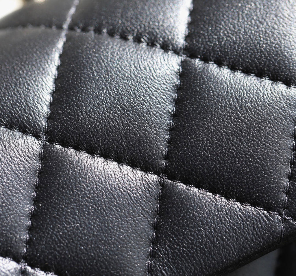 CHANEL FLAP BAG 23 BLACK LAMBSKIN GOLD HARDWARE TOPHAND