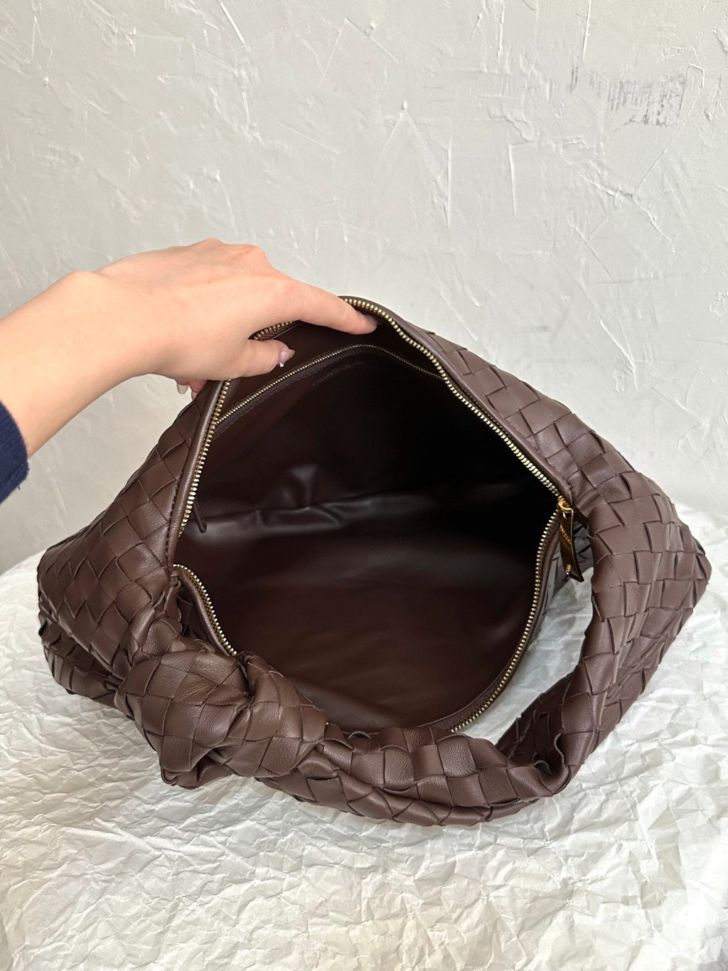 BOTTEGA VENETA SMALL JODIE 48CM CHOCOLATE SUEDE LEATHER