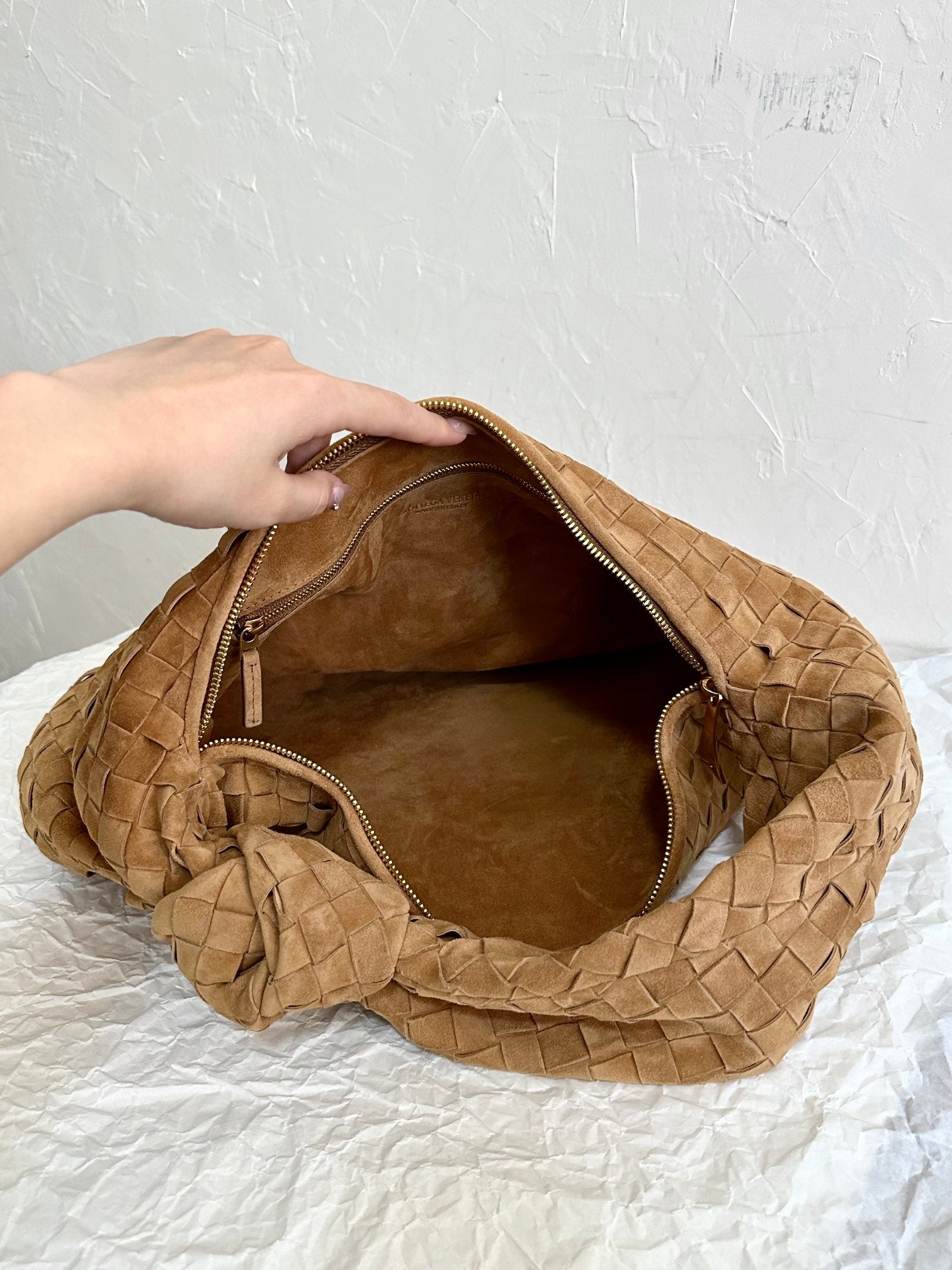BOTTEGA VENETA SMALL JODIE 48CM BROWN SUEDE LEATHER