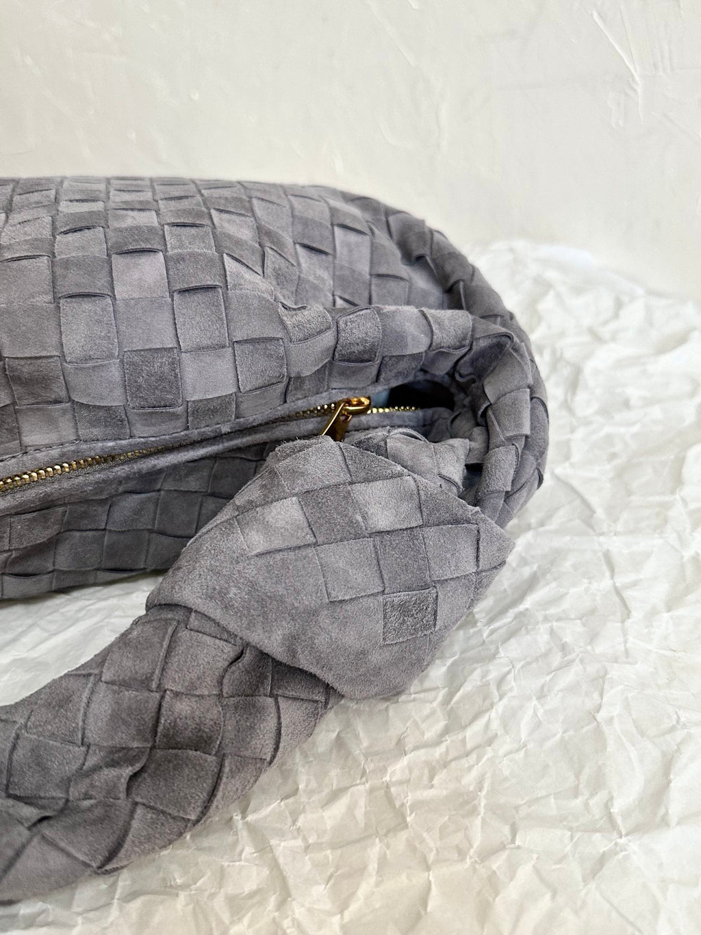 BOTTEGA VENETA SMALL JODIE 48CM GREY SUEDE LEATHER