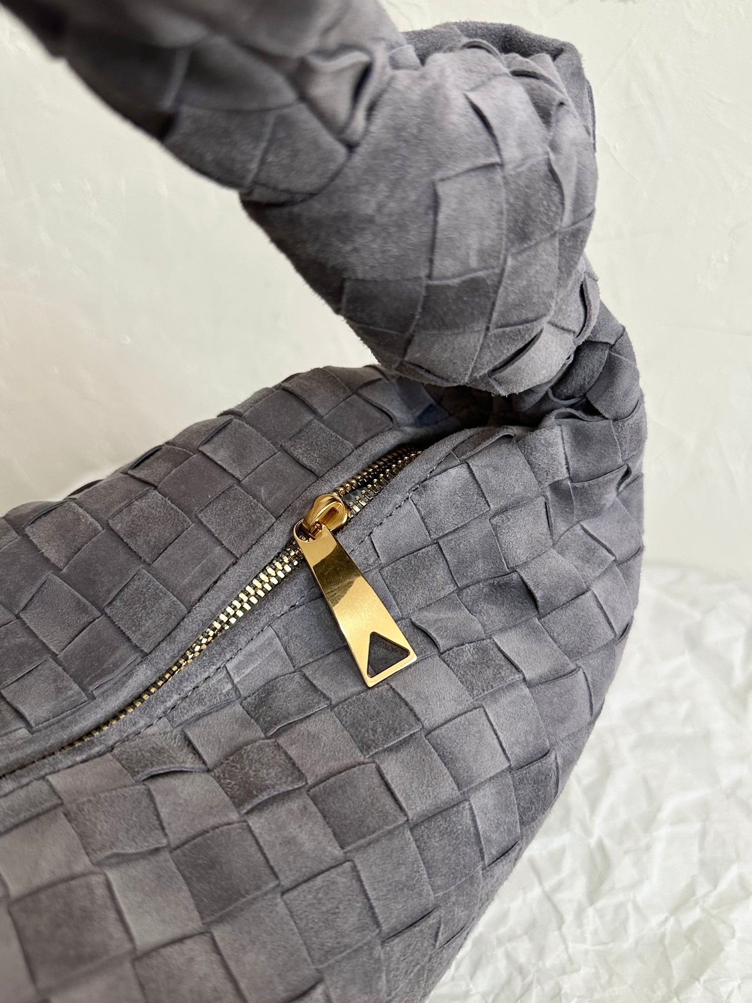 BOTTEGA VENETA SMALL JODIE 48CM GREY SUEDE LEATHER