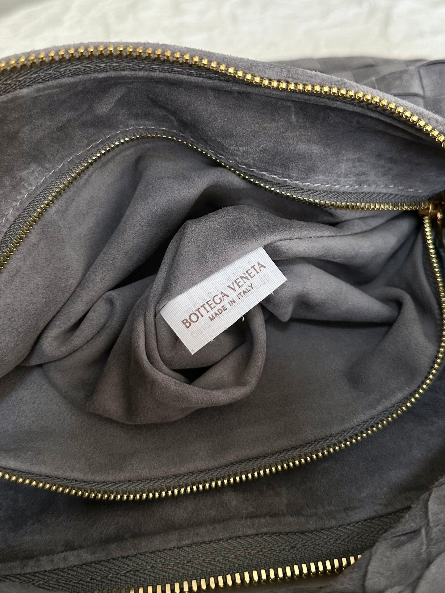 BOTTEGA VENETA SMALL JODIE 48CM GREY SUEDE LEATHER