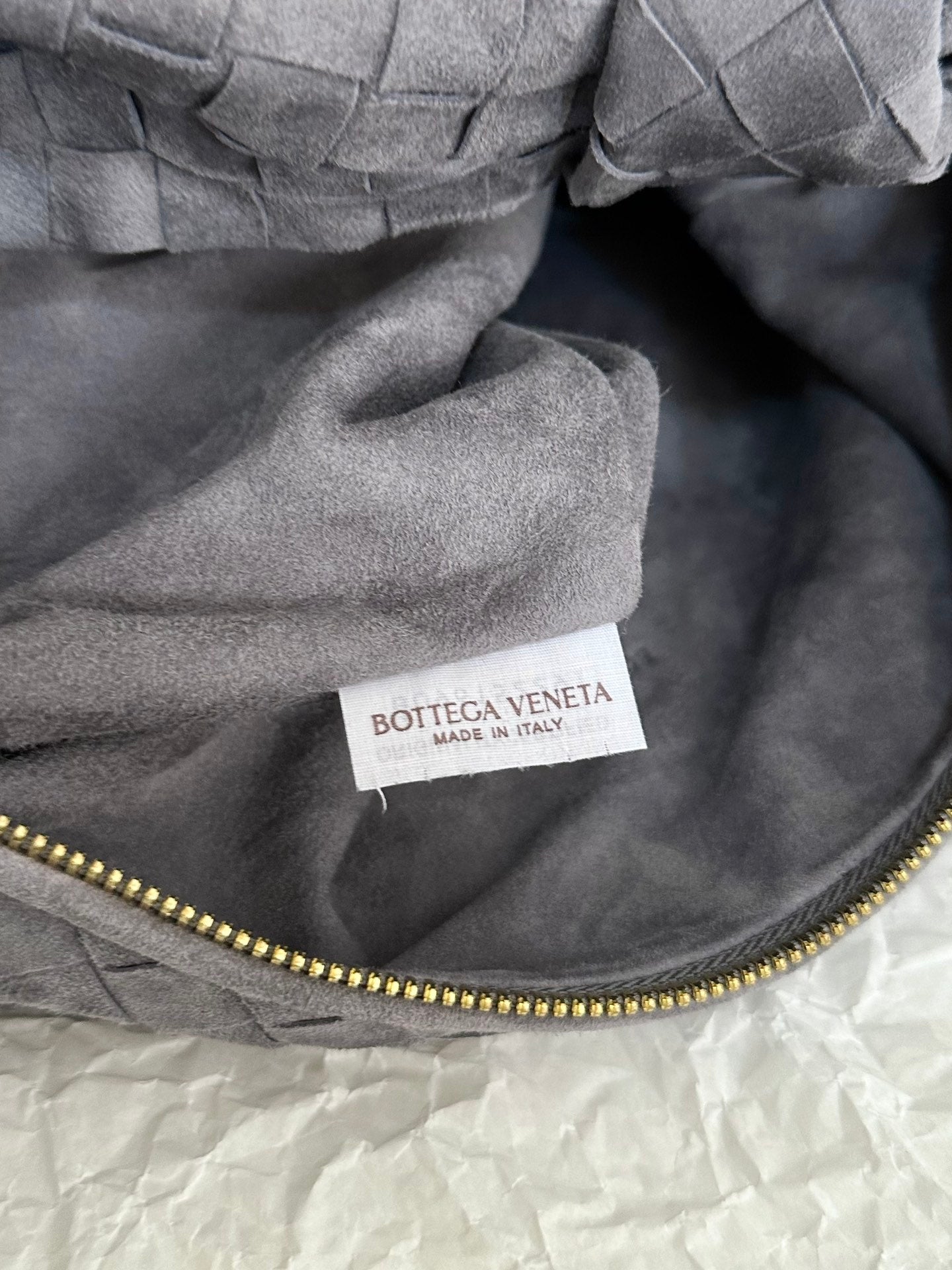 BOTTEGA VENETA TEEN JODIE 36CM GREY SUEDE LEATHER