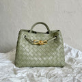 BOTTEGA VENETA SMALL ANDIAMO 25CM LIGHT GREEN LAMBSKIN