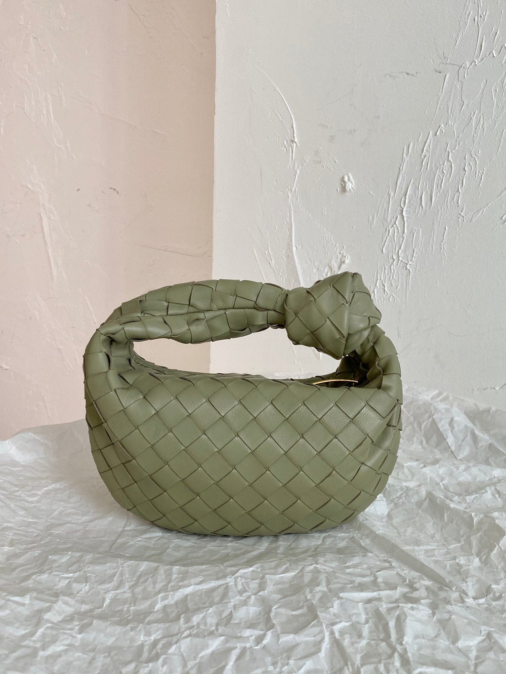 BOTTEGA VENETA MINI JODIE 28CM GREEN LAMBSKIN LEATHER