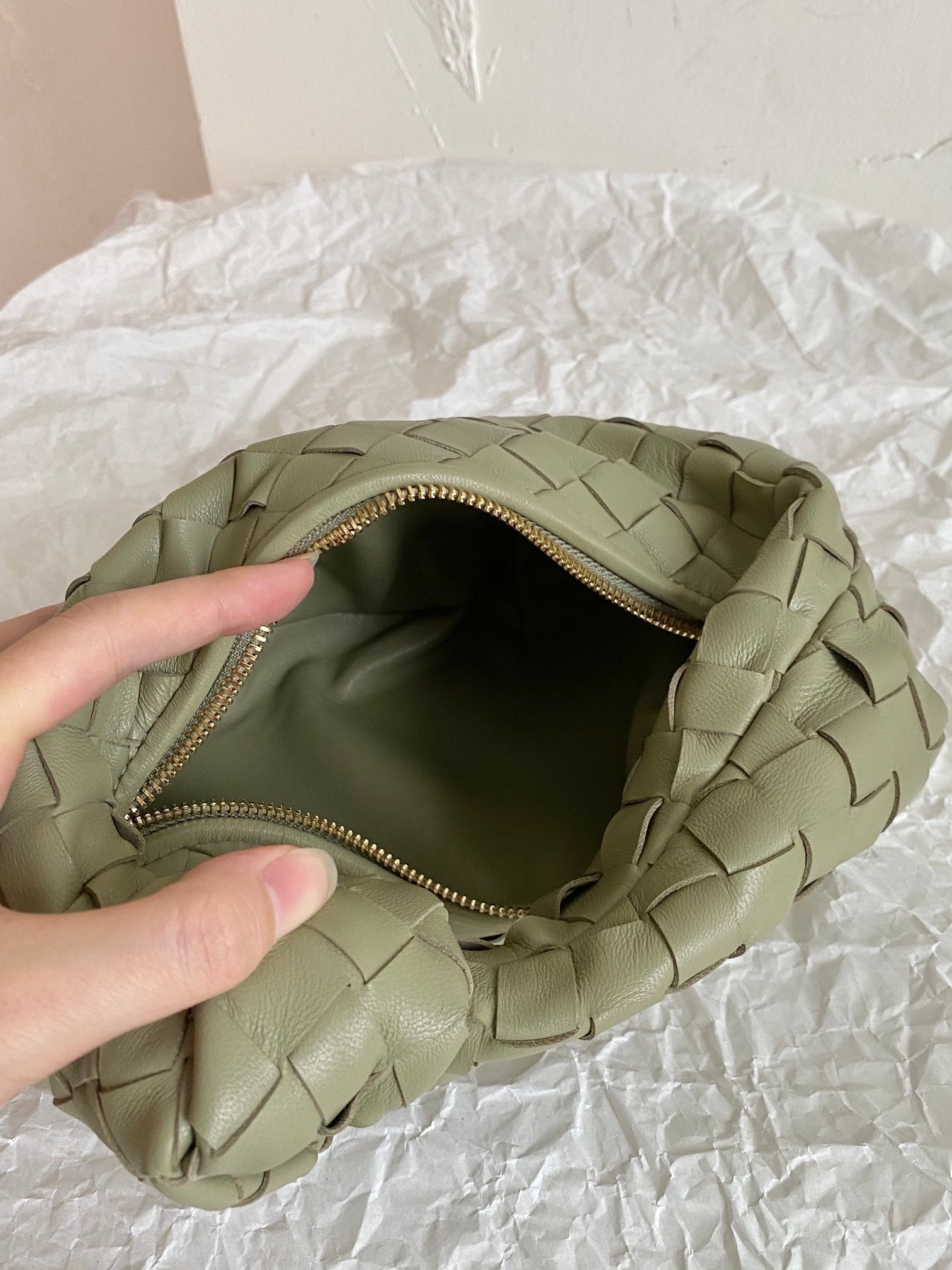 BOTTEGA VENETA MINI JODIE 28CM GREEN LAMBSKIN LEATHER