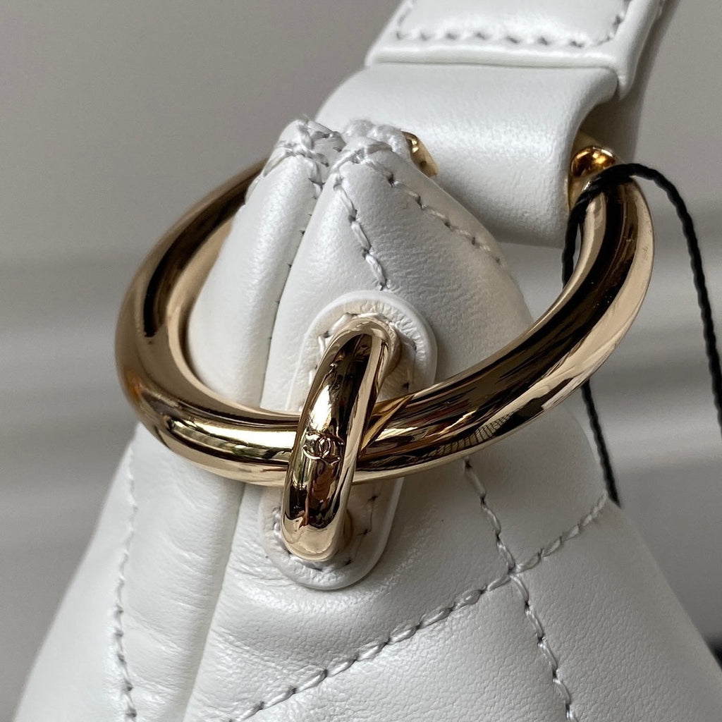 CHANEL HOBO 28CM WHITE LAMBSKIN GOLD HARDWARE