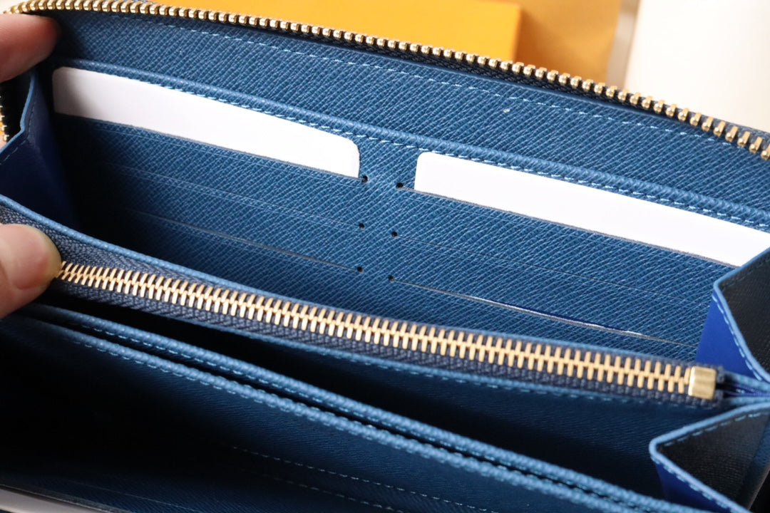 LOUIS VUITTON LV MONOGRAM DENIM LEATHER 19CM LONG WALLET