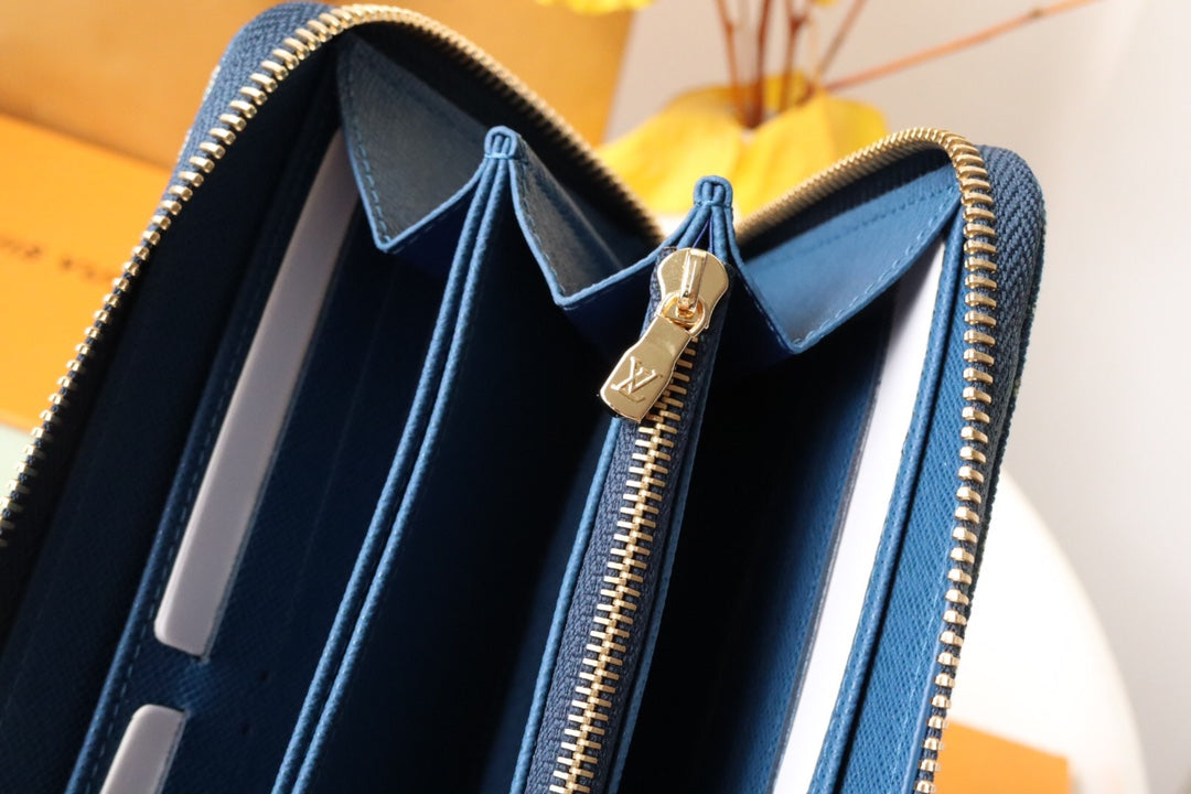LOUIS VUITTON LV MONOGRAM DENIM LEATHER 19CM LONG WALLET
