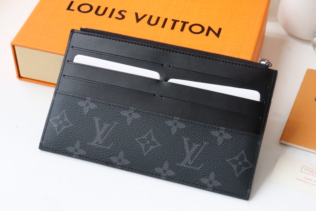 LOUIS VUITTON LV SLIM PURSE BLUE MONOGRAM CANVAS 20CM