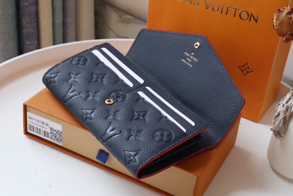 LOUIS VUITTON LV SARAH WALLET MONOGRAM EMPREINTE LEATHER 19CM BLACK RED